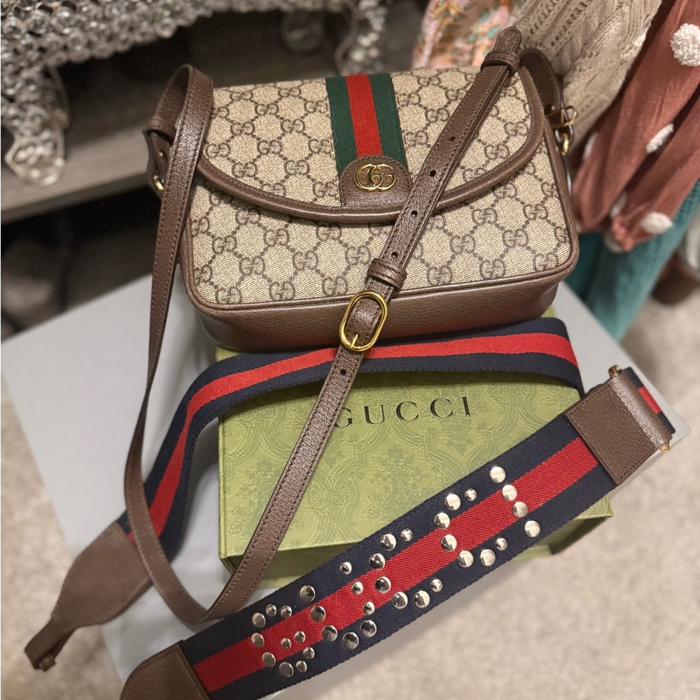 Gucci Brown and Red Crossbody Bag - Picture 2 of 10